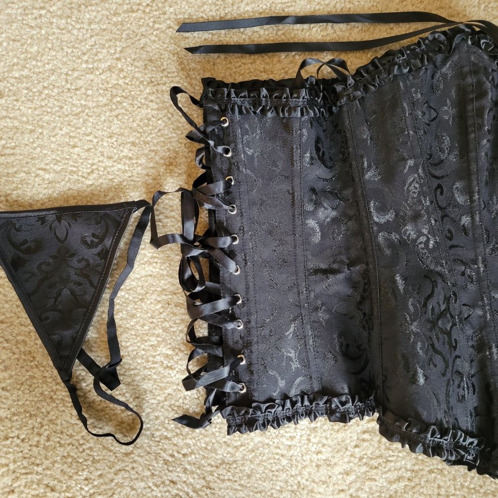 NWOT Black Lace Up Corset Valentine Cosplay - Picture 5 of 5